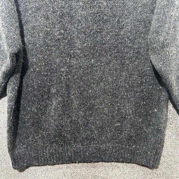 VTG Express Pullover V Neck Sweater Men Medium Gray Knit Grampa Wool Blend‎ - Picture 7 of 12